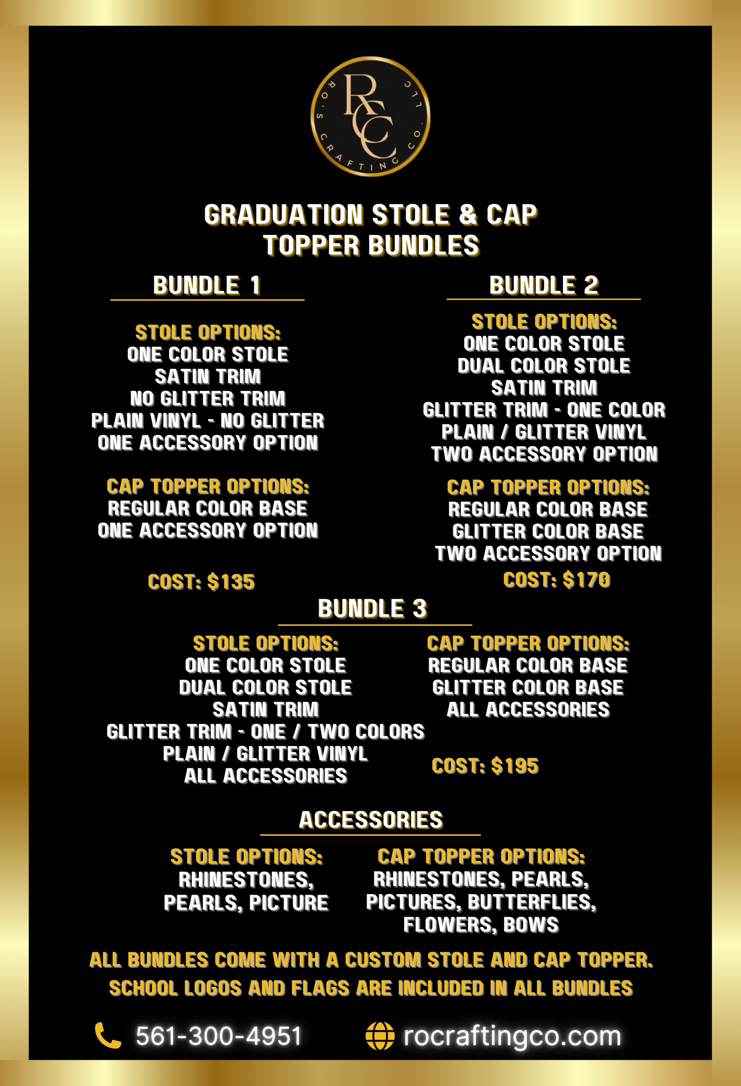 Customized Graduation Stole and Cap Topper - Bundle