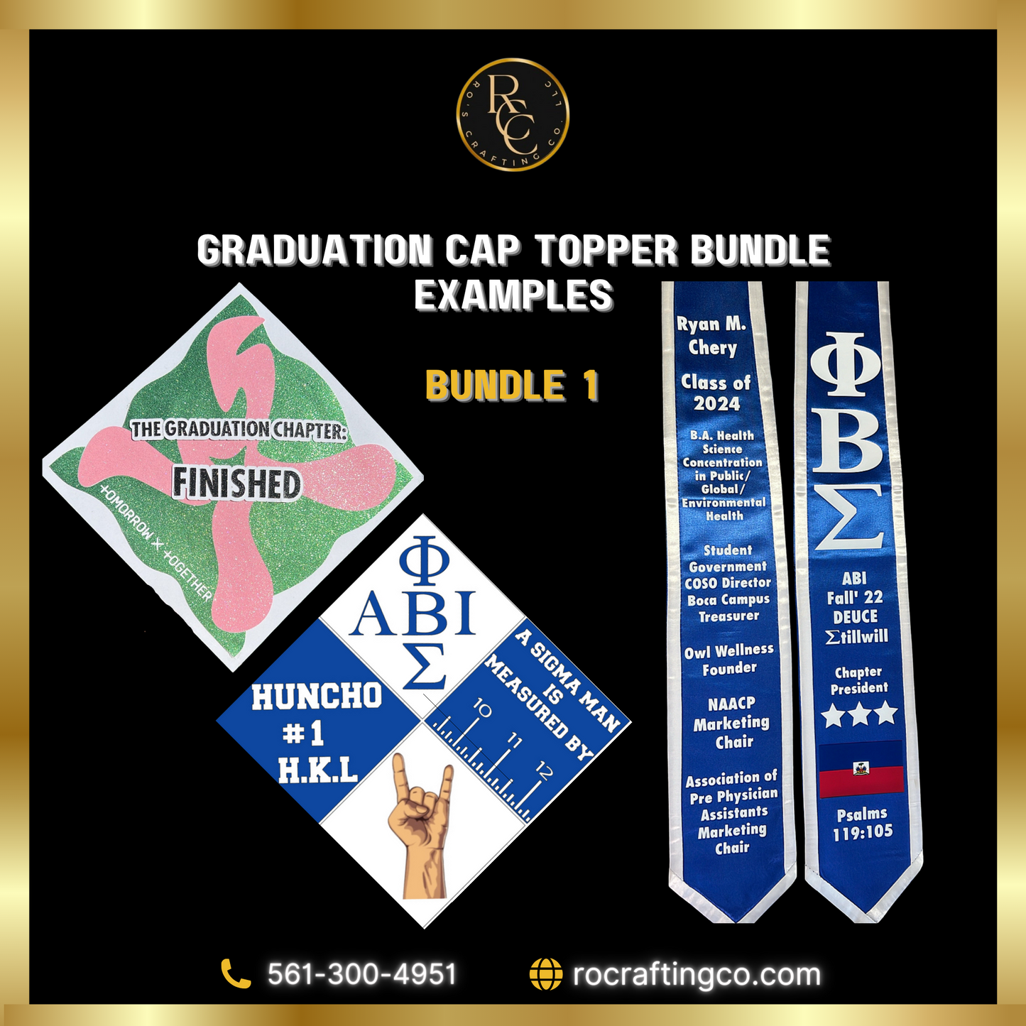 Customized Graduation Stole and Cap Topper - Bundle