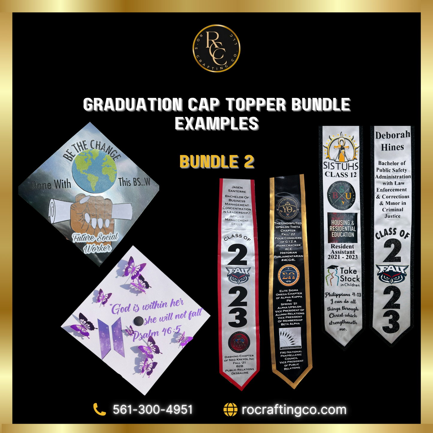 Customized Graduation Stole and Cap Topper - Bundle