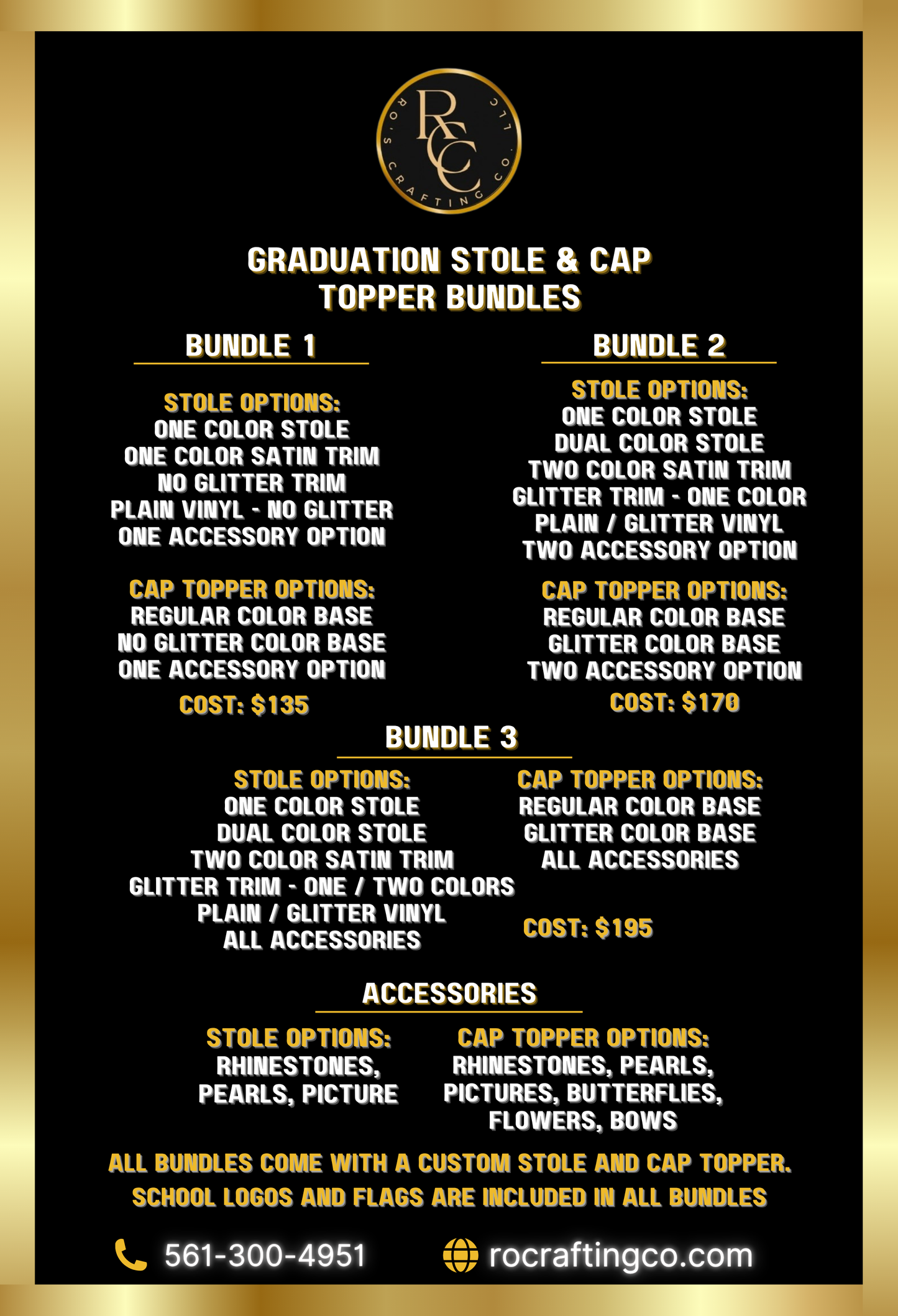 Customized Graduation Stole and Cap Topper - Bundle