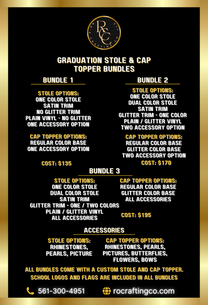 Customized Graduation Stole and Cap Topper - Bundle